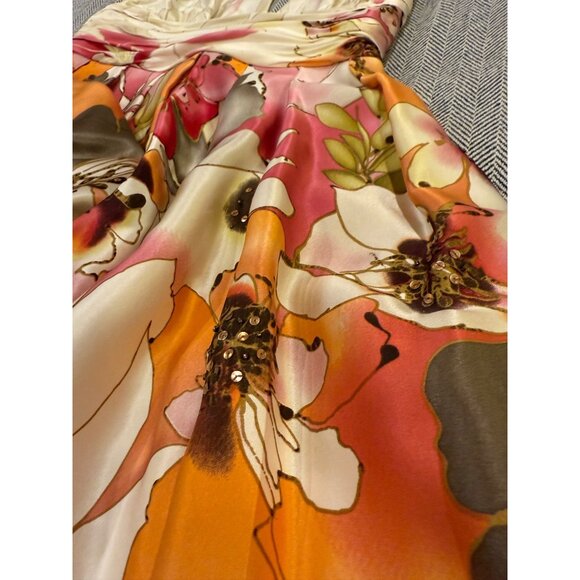 Adrianna Papell Floral Halter Neck Dress With Tulle Underskirt & Vibrant Print - Picture 6 of 12